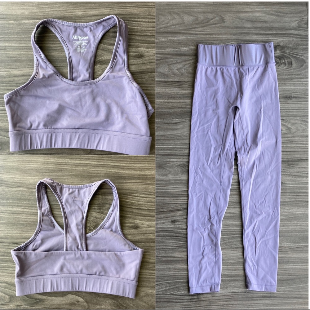 All Access Bandier Center Stage Legging and Sports Bra Matching Set Purple